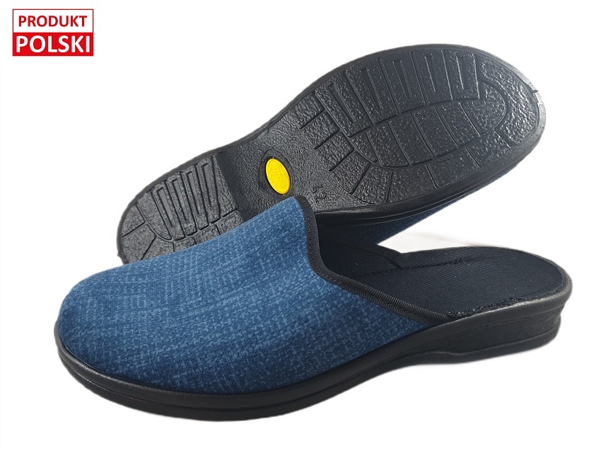 7-089M429 PARYS GRANATOWE W KRATKĘ klapki, kapcie, pantofle domowe męskie Befado 39-46