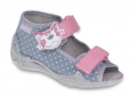 01-242P055 PAPI szaro różowe z kotkiem sandałki kapcie buciki obuwie wcz.dziecięce buty Befado Papi  18-25 - galeria - foto#2