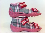 01-242P008 PAPI różowo szare w kratkę kapcie-buciki wcz.dziecięce sandałki obuwie dziecięce Befado Papi - galeria - foto#3
