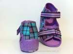 01-242P013 PAPI fioletowe w kratkę kapcie buciki wcz.dziecięce sandałki obuwie dziecięce Befado Papi - galeria - foto#2