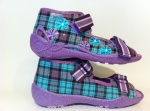 01-242P013 PAPI fioletowe w kratkę kapcie buciki wcz.dziecięce sandałki obuwie dziecięce Befado Papi - galeria - foto#3