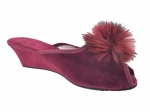 61-Puszek-BO bordowe eleganckie kapcie pantofle papucie dziewczęce damskie z puszkiem pomponem BISBUT  35-40 - galeria - foto#2