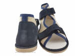 8-13-BS191/A MAJA GRANATOWE zamsz lniane ortopedyczne profilaktyczne kapcie sandałki dziecięce przedszk. 21-30 buty Postęp - galeria - foto#2