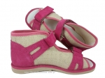 8-13-BS191/A MAJA ciemno różowo  lniane ortopedyczne profilaktyczne kapcie sandałki dziecięce przedszk. 21-25 buty Postęp - galeria - foto#3