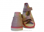 8-BS191/A MAJA różowo lniane z brokatem ortopedyczne profilaktyczne kapcie sandałki dziecięce przedszk. 22-29 buty Postęp - galeria - foto#2