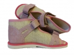 8-BS191/A MAJA różowo lniane z brokatem ortopedyczne profilaktyczne kapcie sandałki dziecięce przedszk. 22-29 buty Postęp - galeria - foto#3