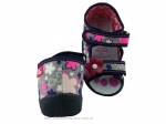 0-13-112 KWIATY FLUO szaro różowo granatowe w kwiaty sandałki kapcie obuwie wcz.dziecięce buty Renbut  19-27 - galeria - foto#2