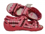 20-33-378 różowe bordo kratka motyl  sandałki - sandały profilaktyczne  - kapcie obuwie dziecięce Renbut  26-30 - galeria - foto#3