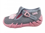 0-110P506N SPEEDY SZARE W KROPECZKI I KWIAT :: kapcie buciki obuwie dziecięce poniemowlęce Befado  18-26 - galeria - foto#2