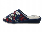 6-PDALza GRANATOWE kolorowe kwiaty kapcie pantofle papucie lniane  dziewczęce damskie Bisbut - galeria - foto#2