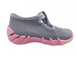 0-110P506N SPEEDY SZARE W KROPECZKI I KWIAT :: kapcie buciki obuwie dziecięce poniemowlęce Befado  18-26 - galeria - foto#3