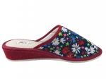 6-PDALza BORDO w kolorowe kwiatki kapcie pantofle papucie lniane  dziewczęce damskie Bisbut - galeria - foto#3