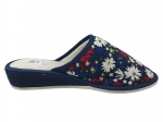 6-PDALza GRANATOWE kolorowe kwiaty kapcie pantofle papucie lniane  dziewczęce damskie Bisbut - galeria - foto#3