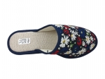 6-PDALza GRANATOWE kolorowe kwiaty kapcie pantofle papucie lniane  dziewczęce damskie Bisbut - galeria - foto#5
