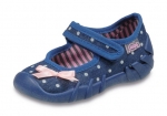 0-109P123 SPEEDY niebieskie w kropki kapcie buciki czółenka obuwie dziecięce poniemowlęce Befado  18-26 - galeria - foto#1