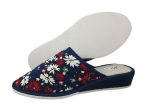 6-PDALza GRANATOWE kolorowe kwiaty kapcie pantofle papucie lniane  dziewczęce damskie Bisbut - galeria - foto#1