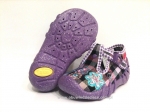 0-110P123 SPEEDY fioletowe w kratkę kapcie na klamerkę buciki obuwie dziecięce poniemowlęce Befado  18-26 - galeria - foto#1