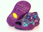 01-213P043 PAPI fioletowe w kratkę konik kapcie-buciki-sandałki obuwie wcz.dziecięce  Befado  20-25 - galeria - foto#1