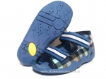 01-250P010 SNAKE niebieskie w kratkę sandałki kapcie buciki obuwie wcz.dziecięce  Befado Snake 18-25 - galeria - foto#1