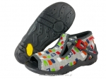 01-217P067 SNAKE szare w kolorowe prostokąciki kapcie buciki sandałki obuwie wcz.dziecięce Befado  18-25 - galeria - foto#1
