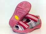 01-242P008 PAPI różowo szare w kratkę kapcie-buciki wcz.dziecięce sandałki obuwie dziecięce Befado Papi - galeria - foto#1