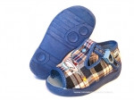 01-631P243 KAY niebieskie w kratkę kapcie buciki sandałki : WKŁADKI SKÓRZANE : obuwie wcz.dziecięce  Befado  20-25 - galeria - foto#1