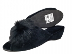 61-Puszek-CZ czarne kapcie eleganckie pantofle papucie dziewczęce damskie z puszkiem pomponem  BISBUT  35-40 - galeria - foto#1