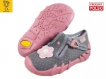 0-110P506N SPEEDY SZARE W KROPECZKI I KWIAT :: kapcie buciki obuwie dziecięce poniemowlęce Befado  18-26 - galeria - foto#1