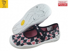 20-114Y583 BLANCA CZARNO RÓŻOWE W SERDUSZKA - balerinki czółenka dziewczęce kapcie buciki obuwie dziecięce  Befado