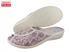61-29538 ADANEX BIO SILVIA LNIANE W KWIATKI laczki kapcie klapki profilaktyczne na koturnie  damskie z odkrytymi palcami Adanex Anatomic PU SOLE 37-4