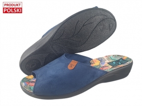 61-29591 ADANEX BIO SILVIA GRANATOWE laczki kapcie klapki profilaktyczne na koturnie  damskie z odkrytymi palcami Adanex Anatomic PU SOLE 37-42