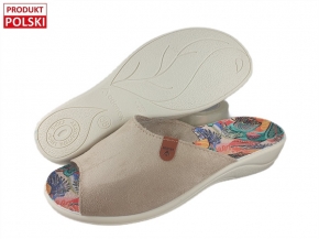 61-29667 ADANEX BIO SILVIA BEŻOWE laczki kapcie klapki profilaktyczne na koturnie  damskie z odkrytymi palcami Adanex Anatomic PU SOLE 37-42