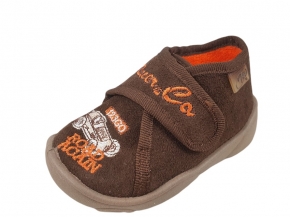 02-297P053 MAXI brązowe kapcie buciki :: WKŁADKI SKÓRZANE :: obuwie na rzep wczesnodziecięce buty dla dziecka Befado  18-25