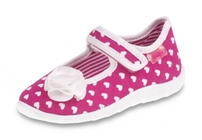 0-460P007 FLEXI różowe kapcie czółenka buciki obuwie dziecięce na rzep poniemowlęce Befado  18-26