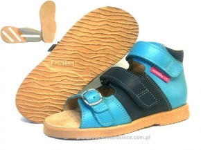8-1002/1 c.niebiesko/turkusowe buty-sandałki-kapcie profilaktyczne ortopedyczne przedszk. 26-30  AURELKA