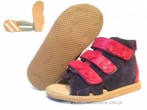 8-1014/10A AURELKA róż fiolet VIBRAM buty sandałki kapcie profilaktyczne ortopedyczne obuwie dziecięce przedszk. 19-25  AURELKA
