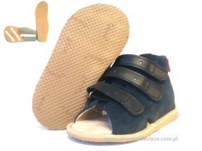 8-1014B granatowe buty-sandałki-kapcie profilaktyczne ortopedyczne przedszk. 26-30  AURELKA