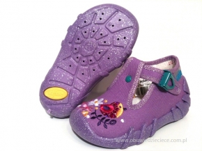 0-110P080 SPEEDY fioletowe kapcie buciki obuwie dziecięce poniemowlęce Befado  18-26