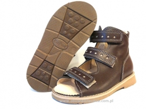 8-B-26br BAJBUT BRĄZOWE sandałki  : WKŁADKI SKÓRZANE ORTO SUPINUJĄCE : buty trzewiki kapcie sandały ortopedyczne profilaktyczne dziecięce 19-34