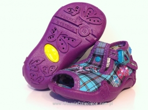 01-213P043 PAPI fioletowe w kratkę konik kapcie-buciki-sandałki obuwie wcz.dziecięce  Befado  20-25