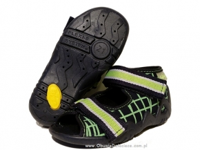 01-250P026 SNAKE czarno zielone sandalki kapcie buciki obuwie dziecięce wcz.dziecięce buty Befado Snake