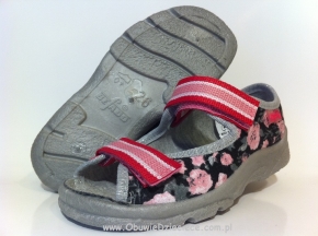 20-969X058 MAX JUNIOR szaro czarny w kwiaty sandałki kapcie, obuwie dziecięce profilaktyczne Befado 25-30