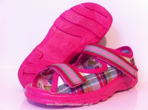 20-969X061 MAX JUNIOR różowe w kratkę sandałki kapcie, obuwie dziecięce profilaktyczne Befado 25-30