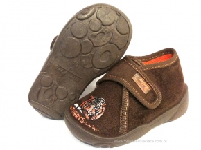 02-297P212 MAXI brązowe kapcie buciki :: WKŁADKI SKÓRZANE :: obuwie na rzep wczesnodziecięce buty dla dziecka Befado  18-25