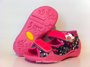 01-242P027 PAPI różowo czarne w kwiatki sandałki kapcie buciki obuwie wcz.dziecięce buty Befado Papi  18-25