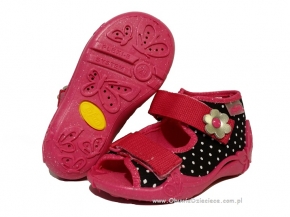 01-242P034 PAPI różowo granatowe w kropki sandałki kapcie buciki obuwie wcz.dziecięce buty Befado Papi  18-25