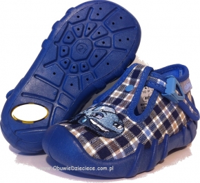 0-110P190 SPEEDY niebieska kratka kapcie-buciki-obuwie dziecięce poniemowlęce Befado  18-26