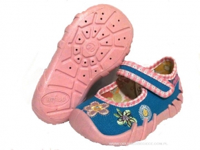 0-109P016 SPEEDY niebiesko różowe  kapcie-buciki-czółenka dziecięce poniemowlęce Befado 20-25