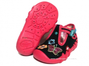 0-110P036 SPEEDY granatowo różowe kapcie-buciki-obuwie dziecięce poniemowlęce Befado  18-26