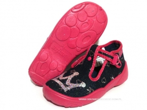 0-674P122 MAXI granatowo różowe kapcie buciki obuwie wcz.dziecięce  Befado  18-26